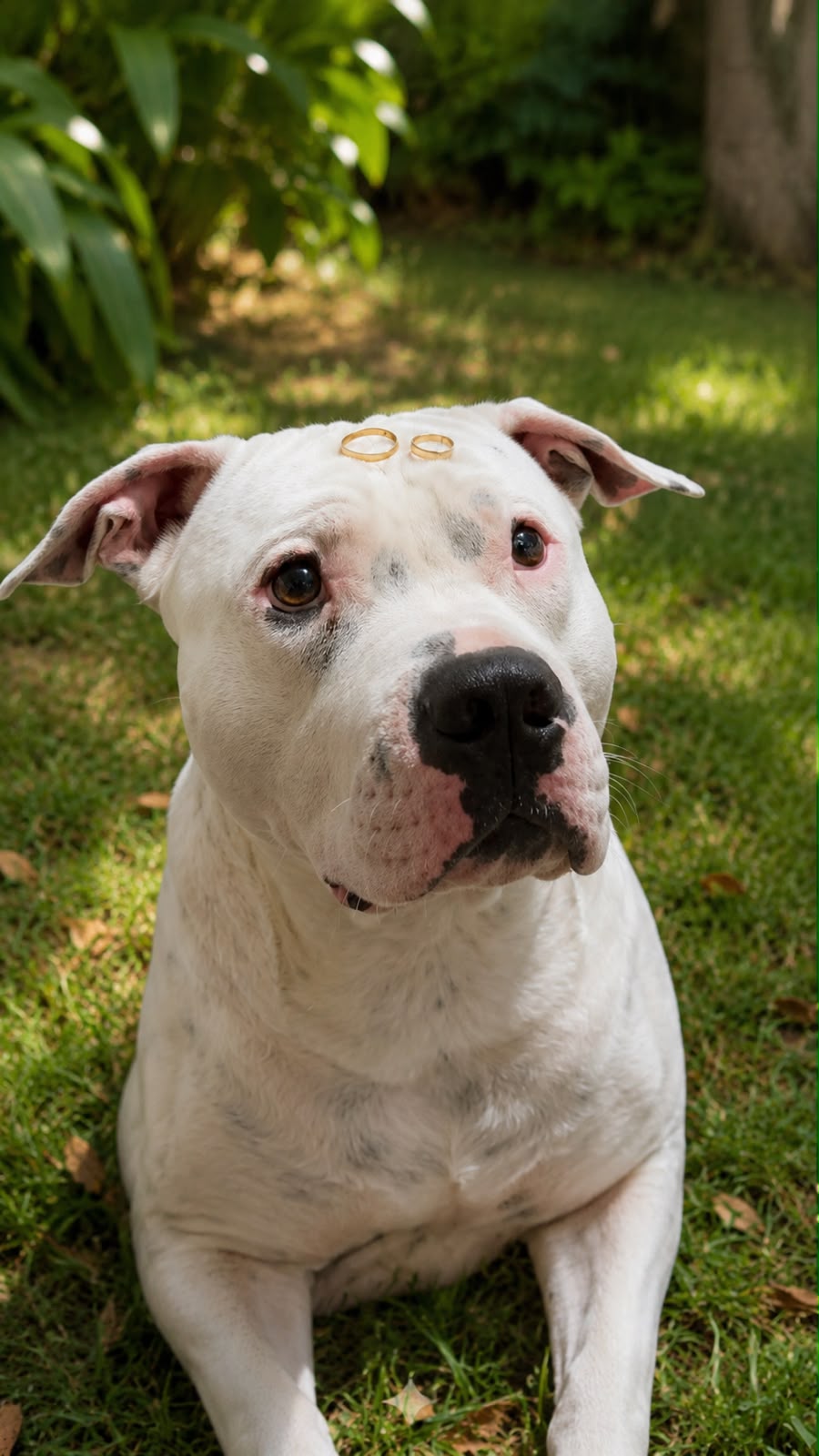 Nosso cachorro com as alianças do casamento
